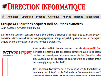 Groupe GFI Solutions acquiert Bell Solutions d'affaires - Direction Informatique