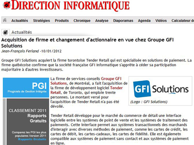 Acquisition et changement d'actionnaire en vue chez GFI Solutions