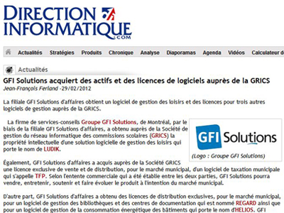 GFI Solutions : acquisition d'actifs et de licences de logiciels à la GRICS